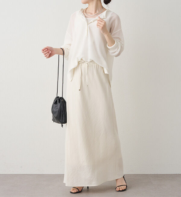  「透かし編みロゴジャガード2WAYプルオーバー」|キャミソール|