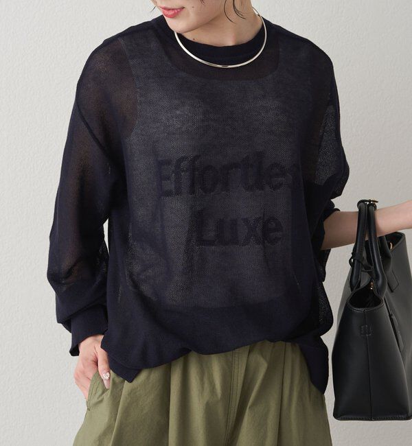  「透かし編みロゴジャガード2WAYプルオーバー」|キャミソール|ネイビー