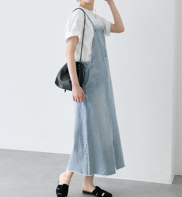  「綿麻デニムジャンパースカート」|ワンピース|