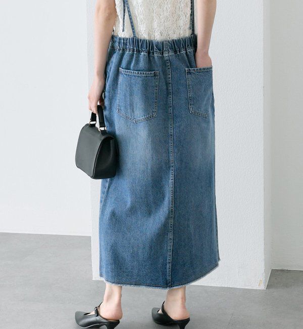 「綿麻デニムジャンパースカート」|ワンピース|