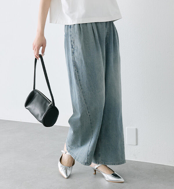  「綿麻デニムイージーパンツ」|デニム|