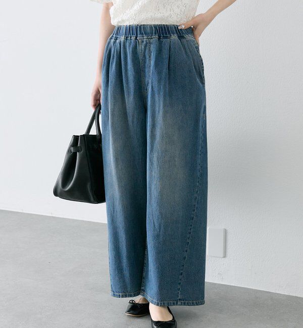  「綿麻デニムイージーパンツ」|デニム|