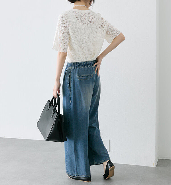  「綿麻デニムイージーパンツ」|デニム|