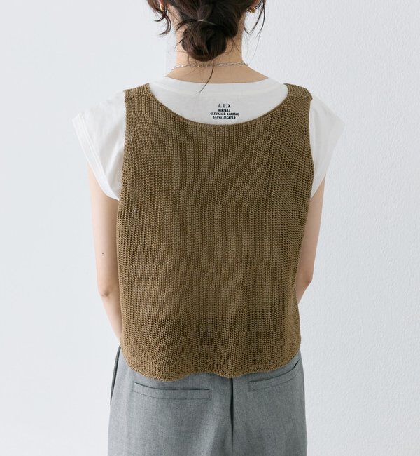  「【汗ジミ防止加工】ワンポイントロゴ刺繍フレンチスリーブTシャツ」|Tシャツ・カットソー|