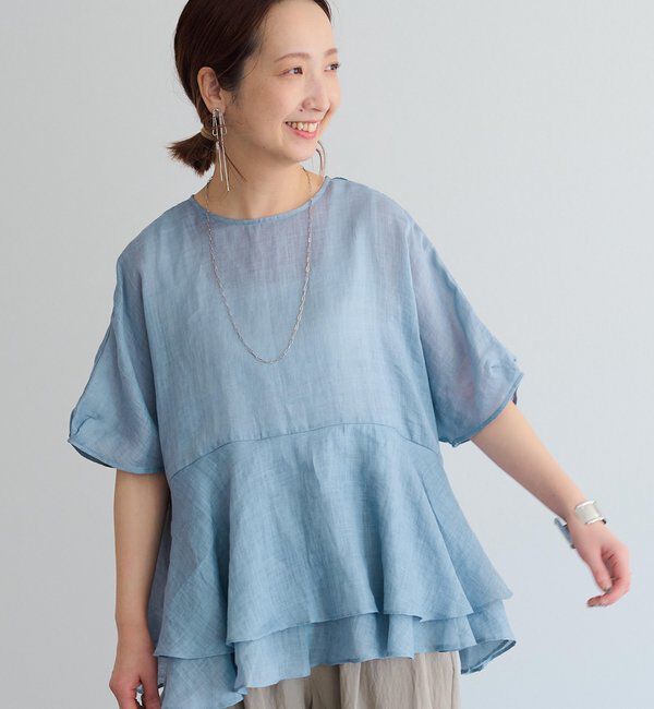  「【＠sein___000企画/リバイバル/新色】ラミー2枚重ねペプラムブラウス」|シャツ・ブラウス|サックスブルー