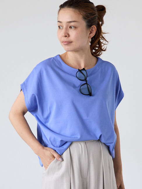 Lugnoncure「【接触冷感】ドルマンボートネックトップス」|Tシャツ・カットソー|ブルー