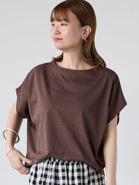 Lugnoncure「【接触冷感】ドルマンボートネックトップス」|Tシャツ・カットソー|ブラウン