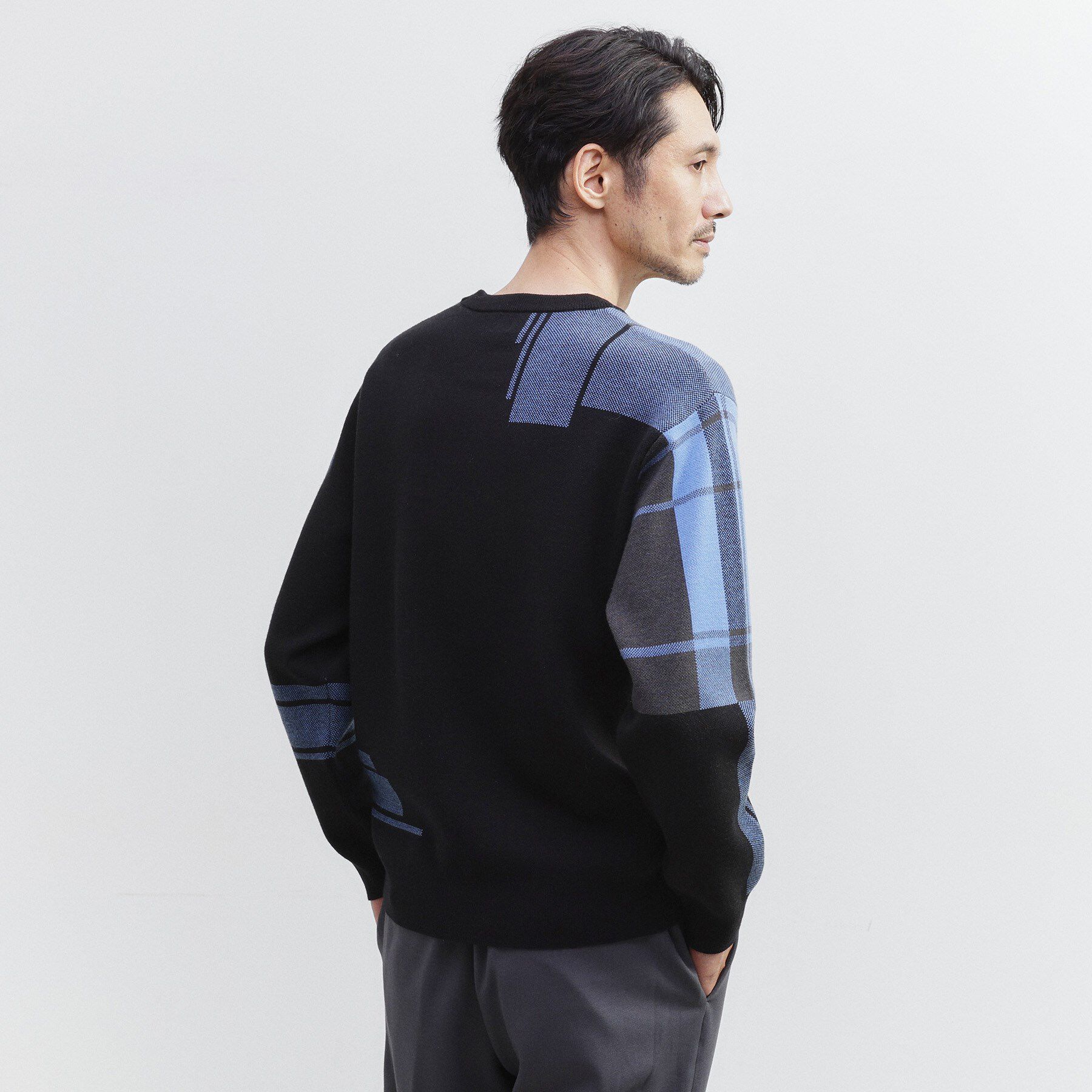 TAKEO KIKUCHI「ランダム チェック ジャカード ニット」|ニット・セーター|