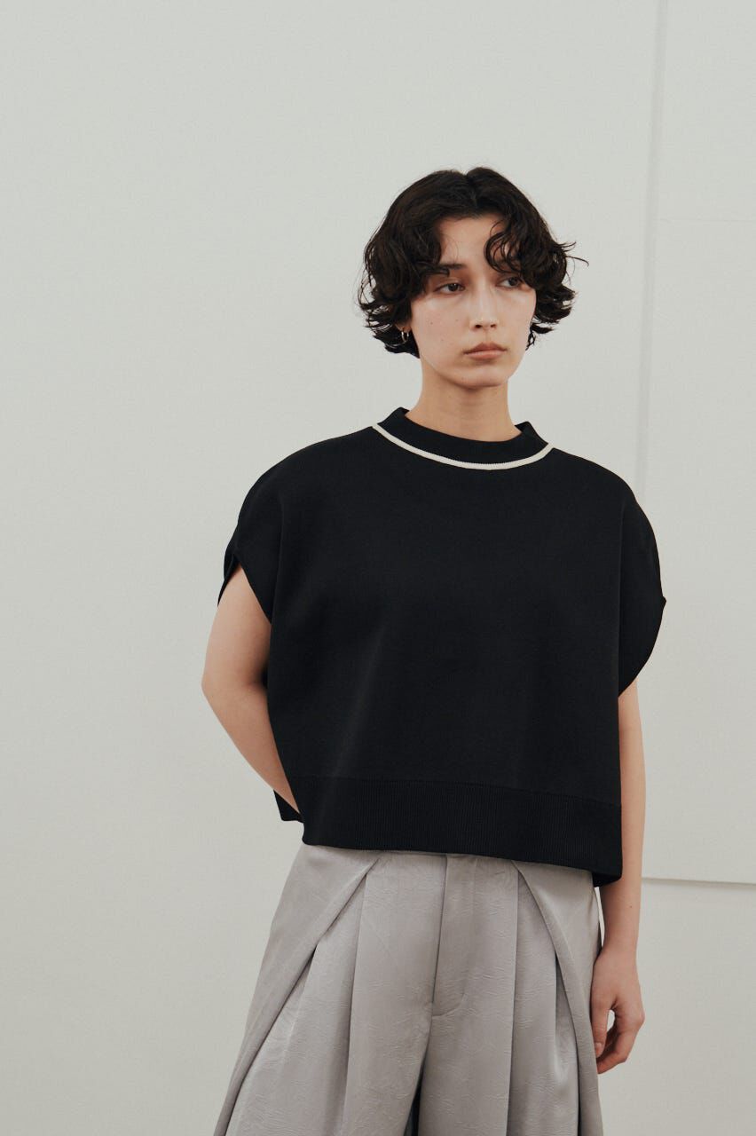 STYLEMIXER「パイピングニットトップ」|ニット・セーター|BLK