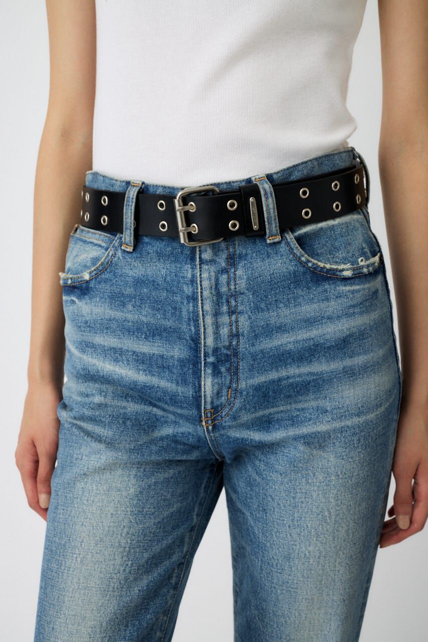 MOUSSY「EYELET LEATHER ベルト」|ベルト|BLK