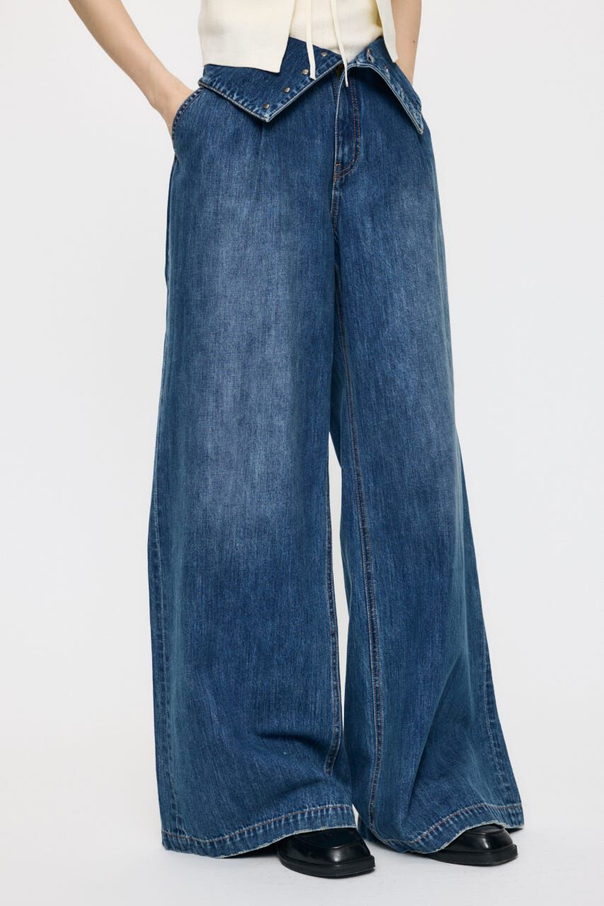 MOUSSY「CORSET DESIGN バギー」|デニム|BLU