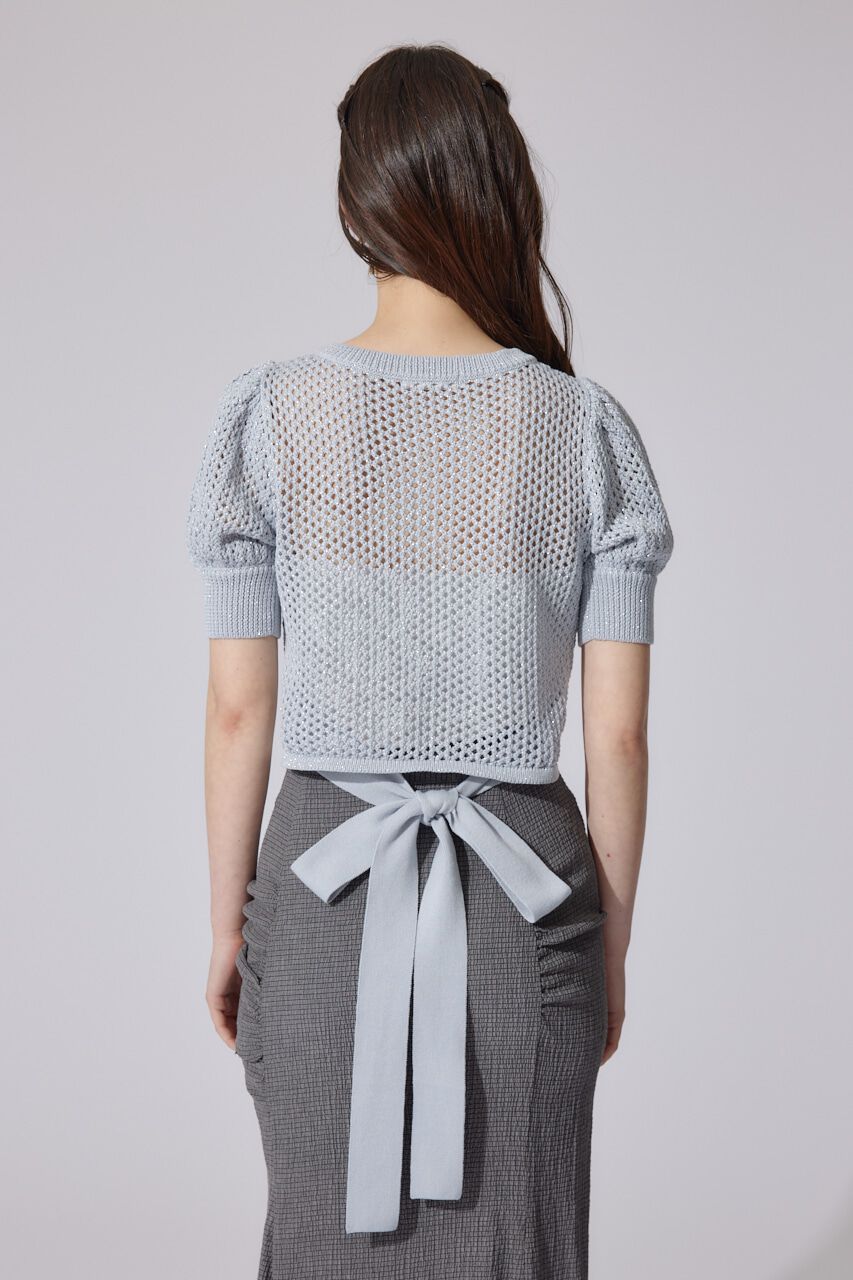 rienda「メッシュロゴショートニットトップス」|ニット・セーター|