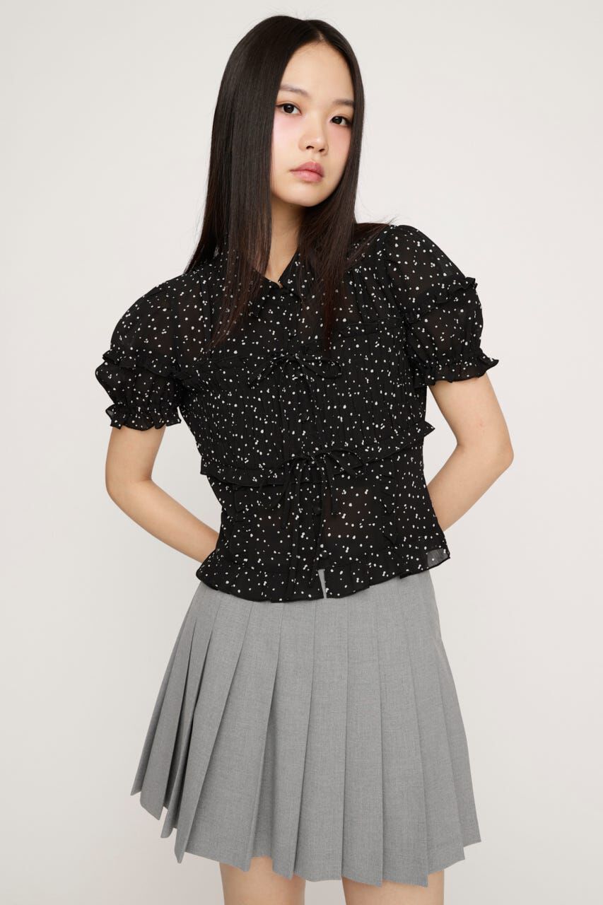 SLY「TINY DOTS FRILL ブラウス」|シャツ・ブラウス|M/BLK7