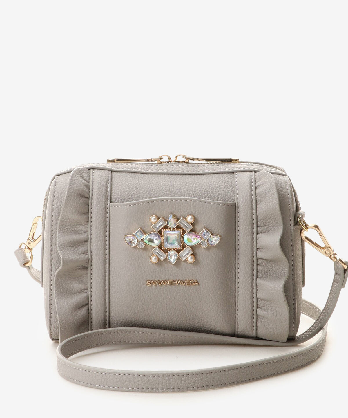Samantha Vega「ビジューフリルショルダーバッグ」|ショルダー・メッセンジャー|グレー