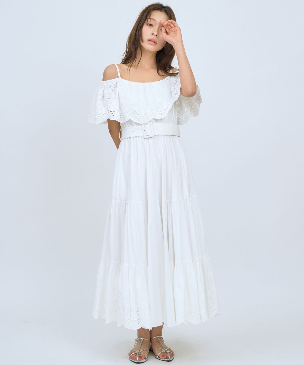 アンドクチュール「レースオフショルティアードワンピース」|ワンピース|