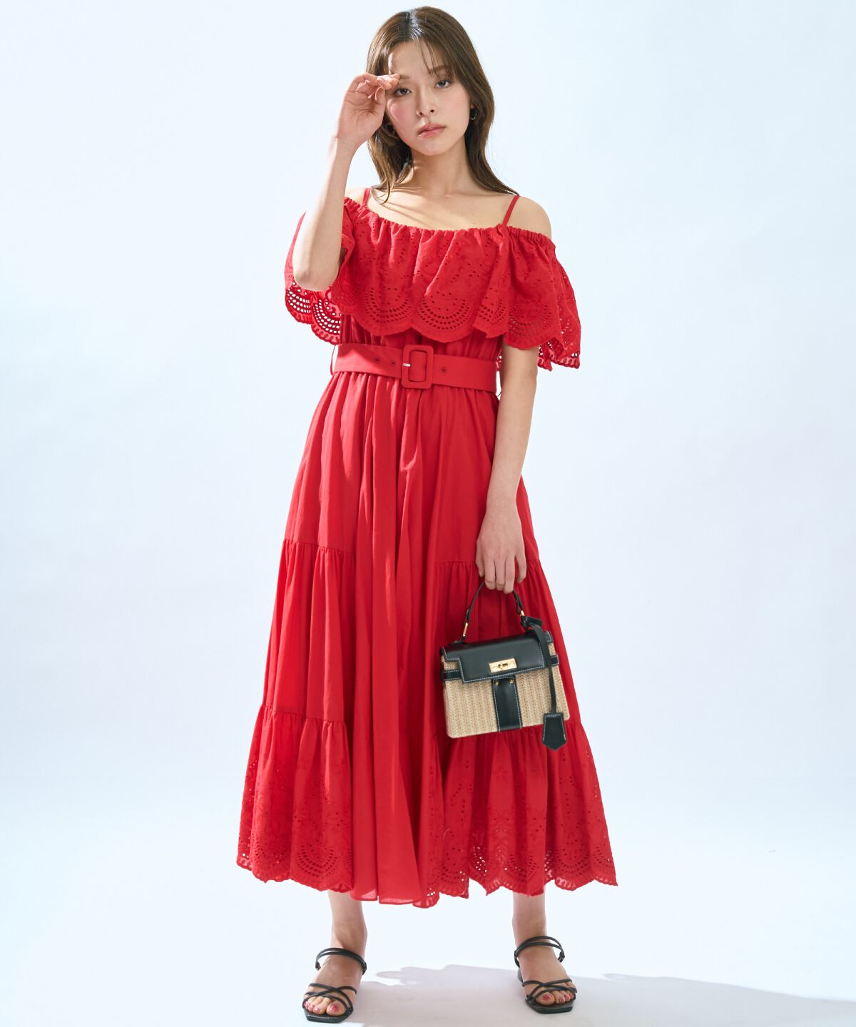 アンドクチュール「レースオフショルティアードワンピース」|ワンピース|