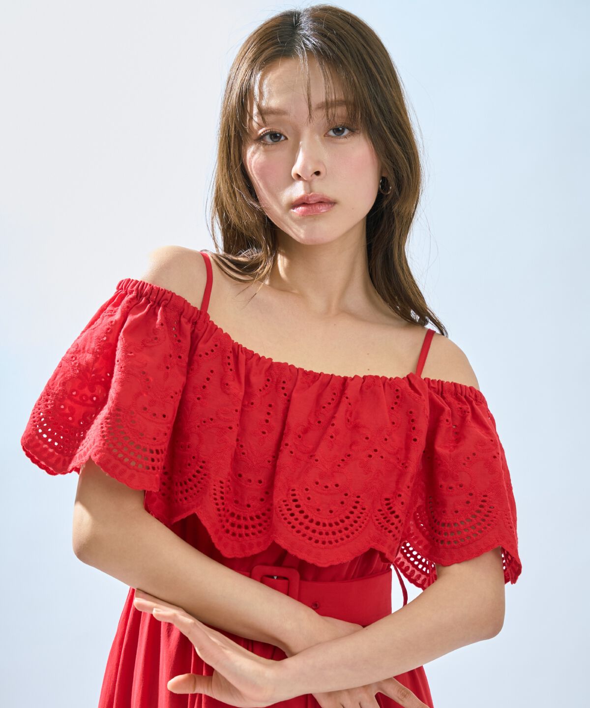 アンドクチュール「レースオフショルティアードワンピース」|ワンピース|