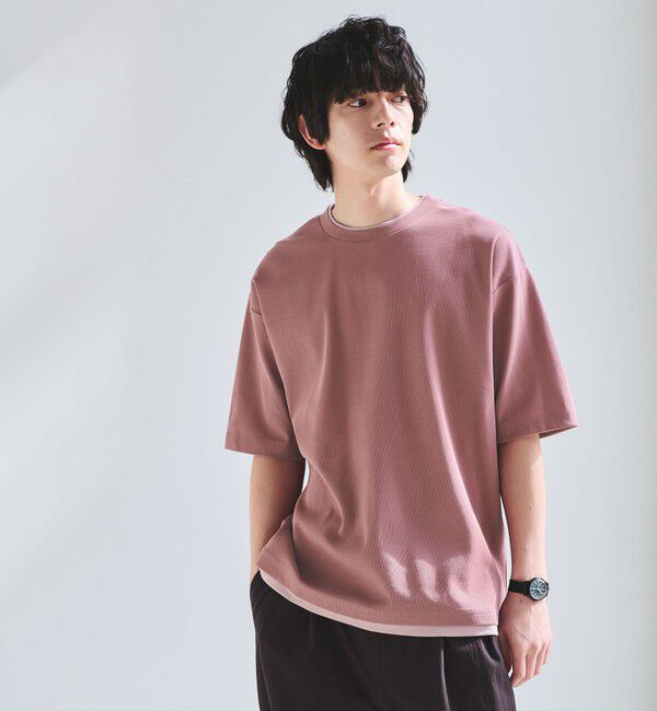 UNITED ARROWS green label relaxing「ピケ フェイクレイヤード クルーネック 半袖 Ｔシャツ」|Tシャツ・カットソー|PINK