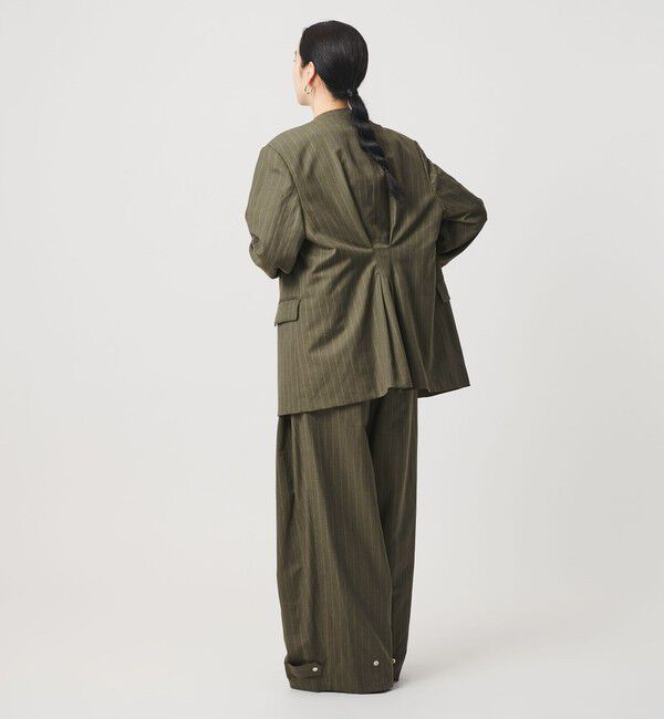 BEAUTY&YOUTH UNITED ARROWS「麻ブレンド ストライプ タブ タックパンツ」|スラックス|