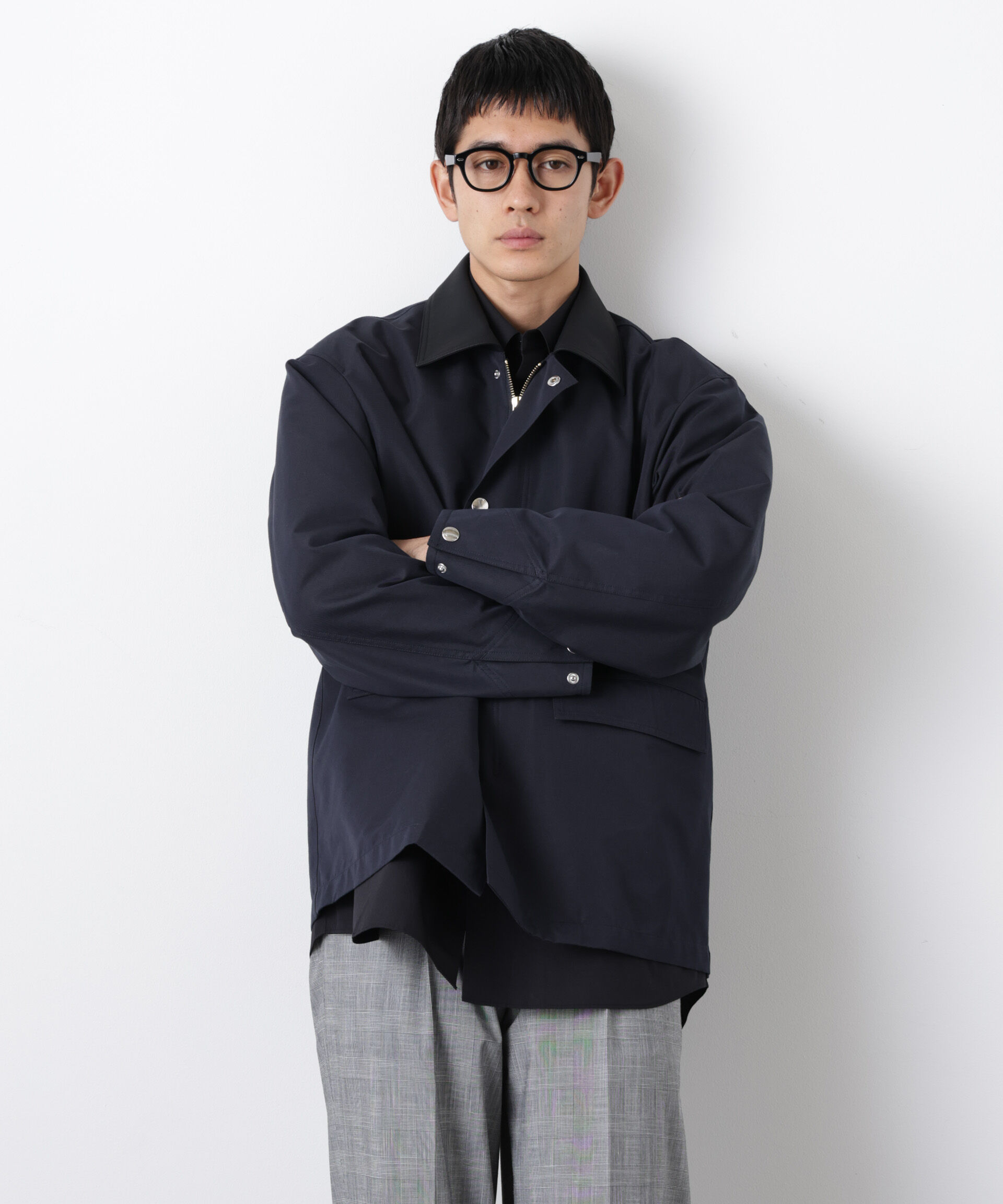 nano･universe「オーバージャケット「WARP PRINT」ライニング/撥水」|その他|ネイビー