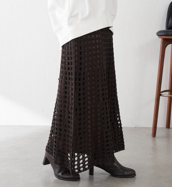  「【マルチに使える】透かし編みロングスカート」|スカート|