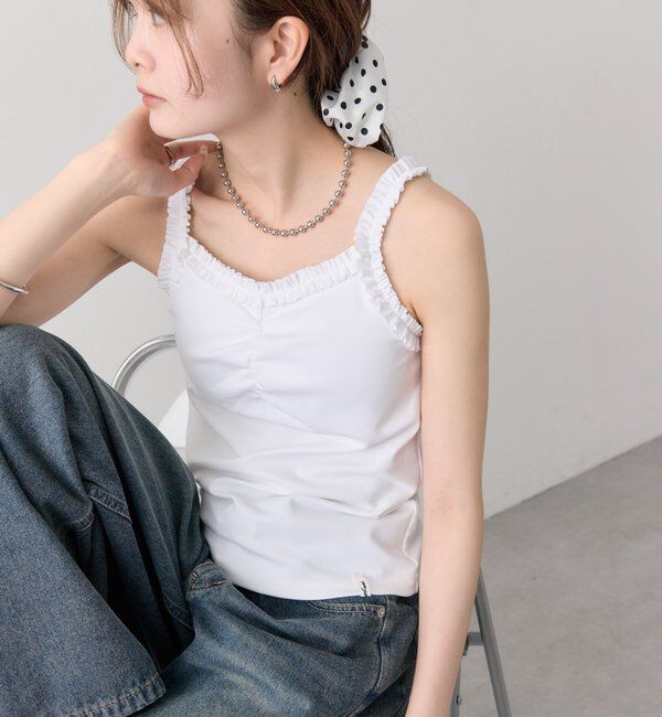  「パット付きギャザーフリルキャミソール」|キャミソール|