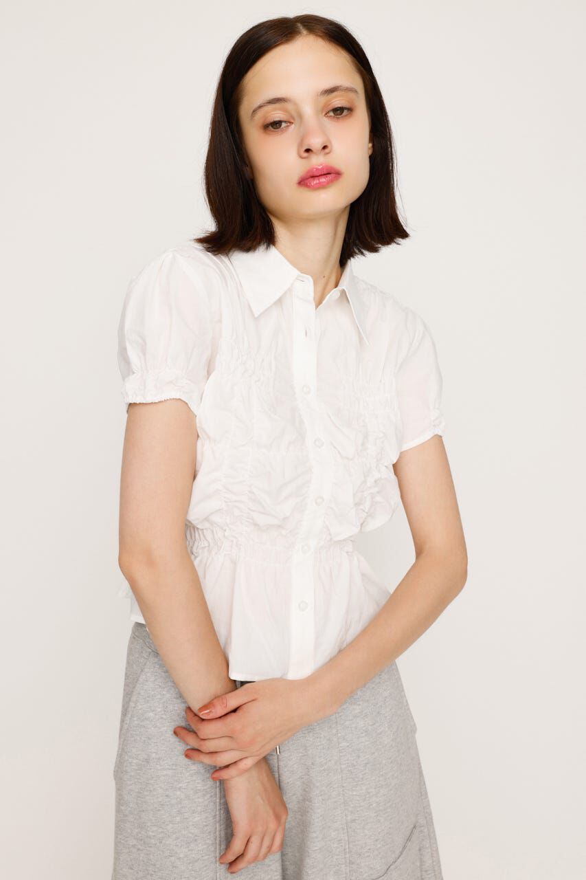 SLY「RANDOM SHIRRING S／SLEEVE トップス」|シャツ・ブラウス|