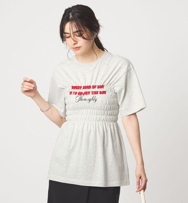 UNITED ARROWS green label relaxing「【別注】＜Various Timeless Arts＞シャーリング プリント Tシャツ ミディアムグレー」|Tシャツ・カットソー|