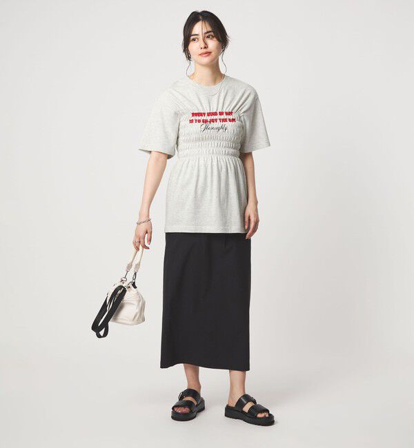 UNITED ARROWS green label relaxing「【別注】＜Various Timeless Arts＞シャーリング プリント Tシャツ ミディアムグレー」|Tシャツ・カットソー|