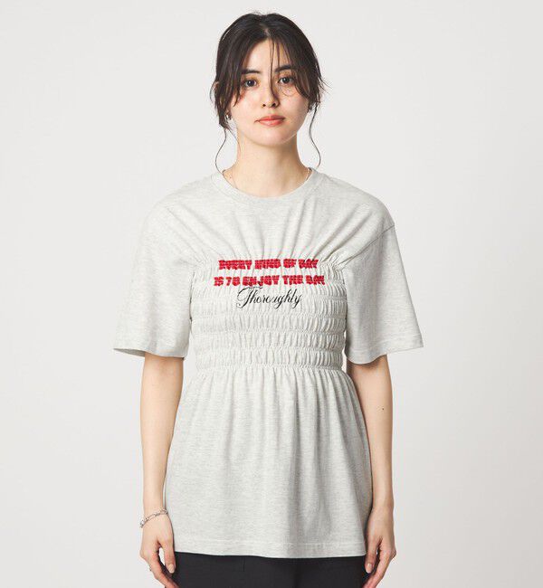 UNITED ARROWS green label relaxing「【別注】＜Various Timeless Arts＞シャーリング プリント Tシャツ ミディアムグレー」|Tシャツ・カットソー|