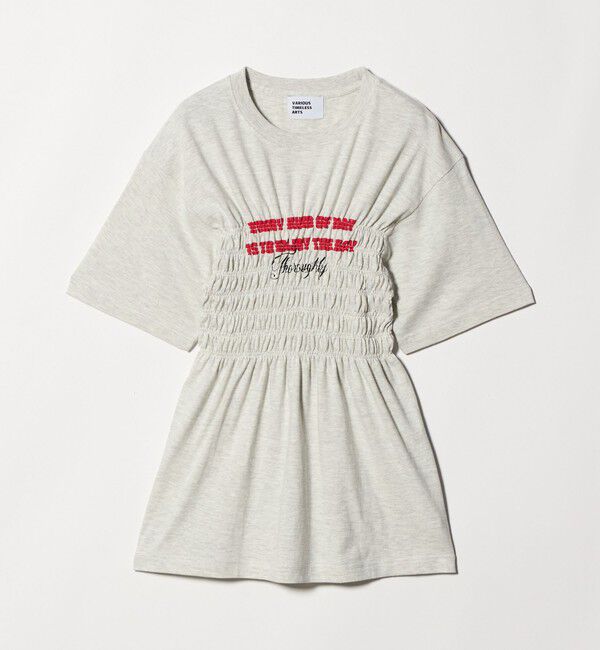 UNITED ARROWS green label relaxing「【別注】＜Various Timeless Arts＞シャーリング プリント Tシャツ ミディアムグレー」|Tシャツ・カットソー|