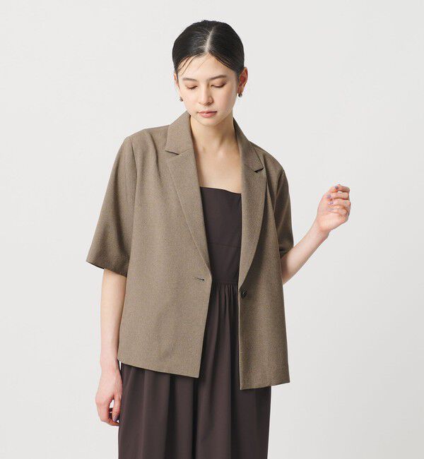 BEAUTY&YOUTH UNITED ARROWS「【WEB限定 Wardrobe DAILY MINIMAL】メランジ ハーフスリーブジャケット ウォッシャブル」|テーラードジャケット|