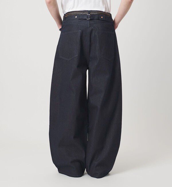 MONKEY TIME「ライトオンス リジッド デニム シンチバック スーパー バギー パンツ」|チノ|NAVY