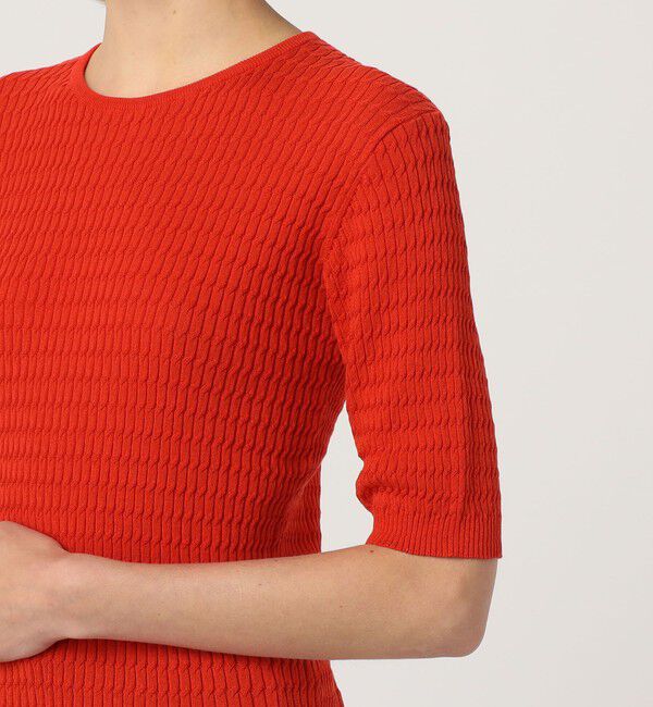 MACPHEE「コットンナイロンケーブル ハーフスリーブプルオーバー」|ニット・セーター|