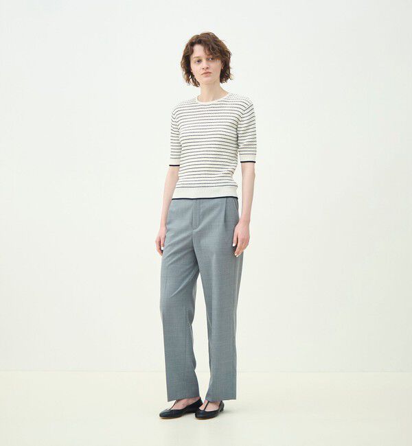 MACPHEE「コットンナイロンケーブル ハーフスリーブプルオーバー」|ニット・セーター|