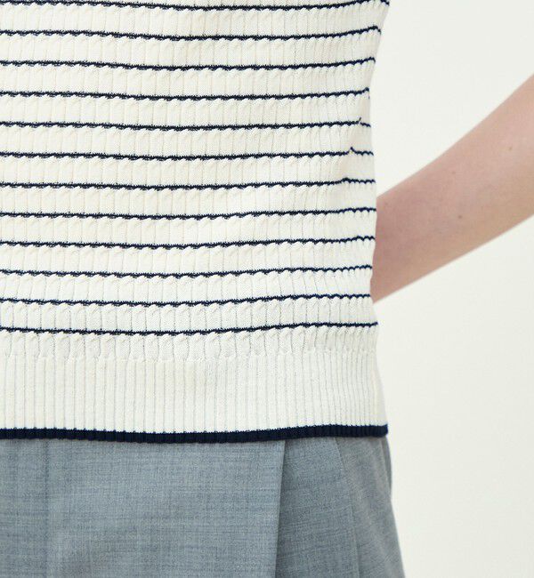 MACPHEE「コットンナイロンケーブル ハーフスリーブプルオーバー」|ニット・セーター|