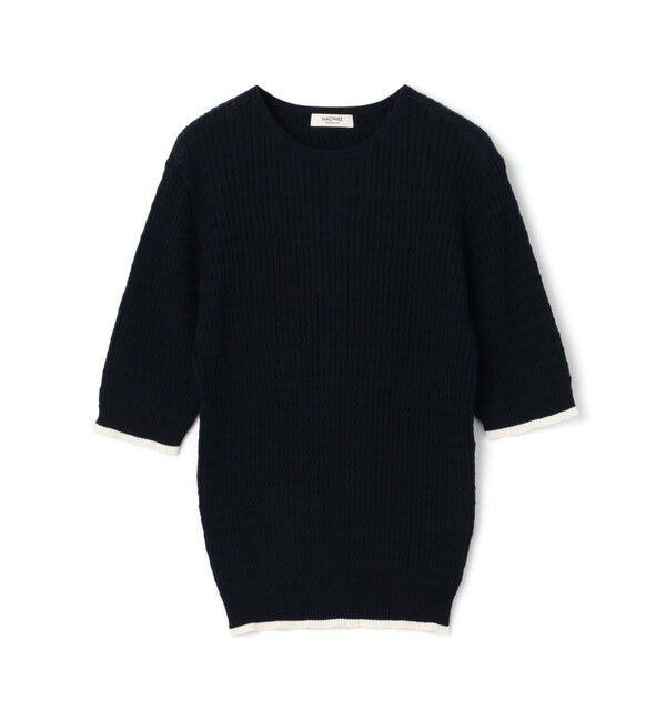 MACPHEE「コットンナイロンケーブル ハーフスリーブプルオーバー」|ニット・セーター|69 ネイビー
