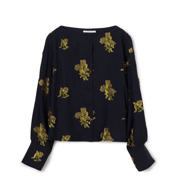 SOULEIADO「カットジャカード ボートネックブラウス」|シャツ・ブラウス|68 ネイビー系