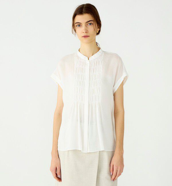 Ballsey「スムースラミー フロントシャーリングブラウス」|シャツ・ブラウス|