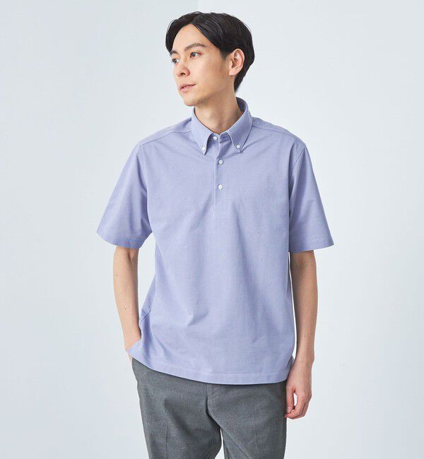 UNITED ARROWS green label relaxing「DUADRY clean バーズアイ ボタンダウン ビズポロ ポロシャツ -吸水速乾・抗菌-」|ポロシャツ|LT.BLUE