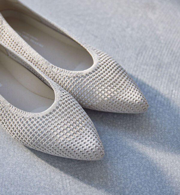 UNITED ARROWS green label relaxing「ウェルネスシアー ポインテッド フラットシューズ / ニットシューズ」|ローファー|SILVER