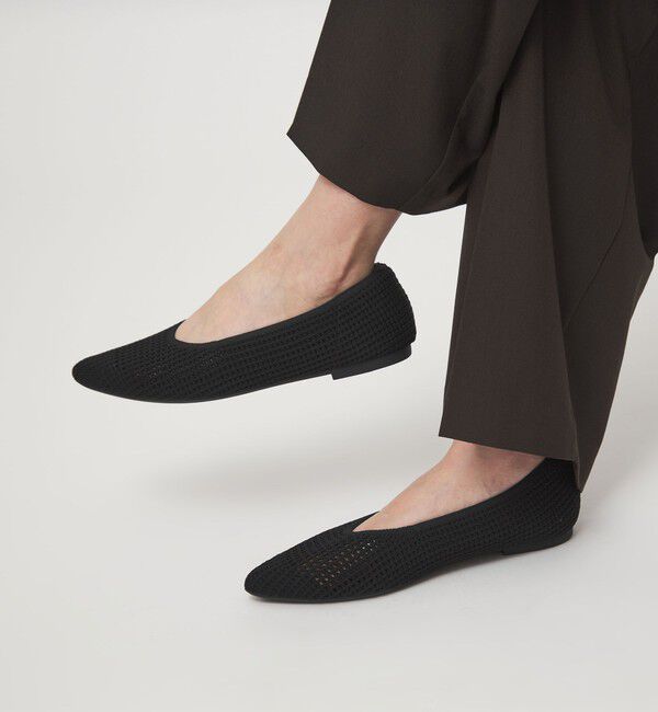 UNITED ARROWS green label relaxing「ウェルネスシアー ポインテッド フラットシューズ / ニットシューズ」|ローファー|BLACK
