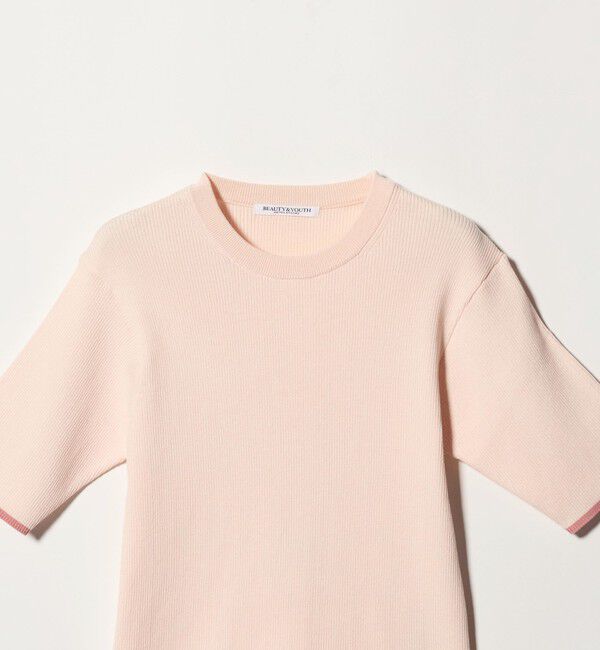 BEAUTY&YOUTH UNITED ARROWS「リブライン ショートスリーブ ニットプルオーバー ウォッシャブル」|ニット・セーター|