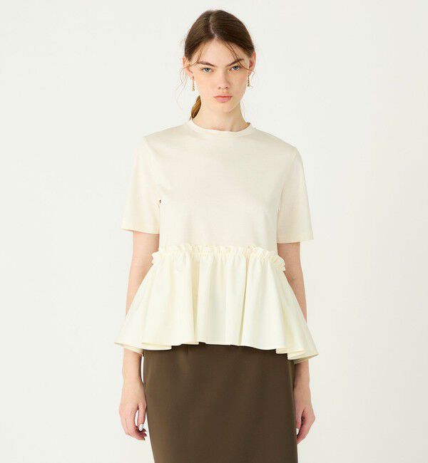 Ballsey「【WEB限定・先行予約】ジャージーコンビ ペプラムプルオーバー」|Tシャツ・カットソー|41 アイボリー