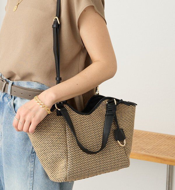  「予約【ショルダーストラップ付き】レザーパイピングミニトート」|クラッチバッグ|ブラック