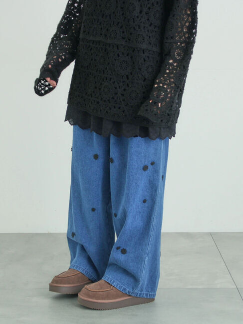 Samansa Mos2「3Dレースモチーフ付きパンツ」|その他|