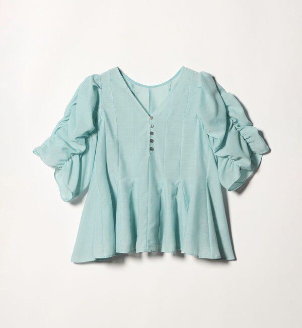 EMMEL REFINES「＜EMMEL REFINES＞EM パネルキリカエ ソデギャザー ブラウス」|シャツ・ブラウス|LIME