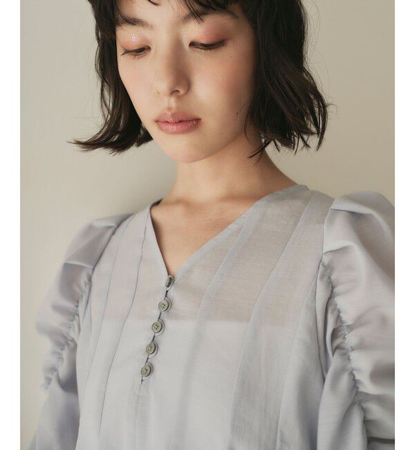 EMMEL REFINES「＜EMMEL REFINES＞EM パネルキリカエ ソデギャザー ブラウス」|シャツ・ブラウス|