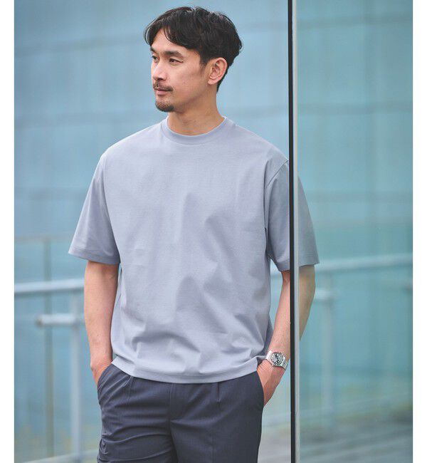 UNITED ARROWS green label relaxing「【WEB限定】JUST fit ポンチ 半袖 Tシャツ カットソー -汗染み防止-」|Tシャツ・カットソー|LT.BLUE