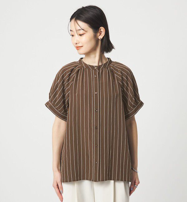 UNITED ARROWS green label relaxing「スタンド ストライプ ブラウス」|シャツ・ブラウス|